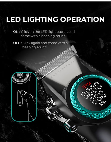VGR 001 977 new hair trimming set high-end men's hair clipper intelligent digital display electric pusher carving and whitening
