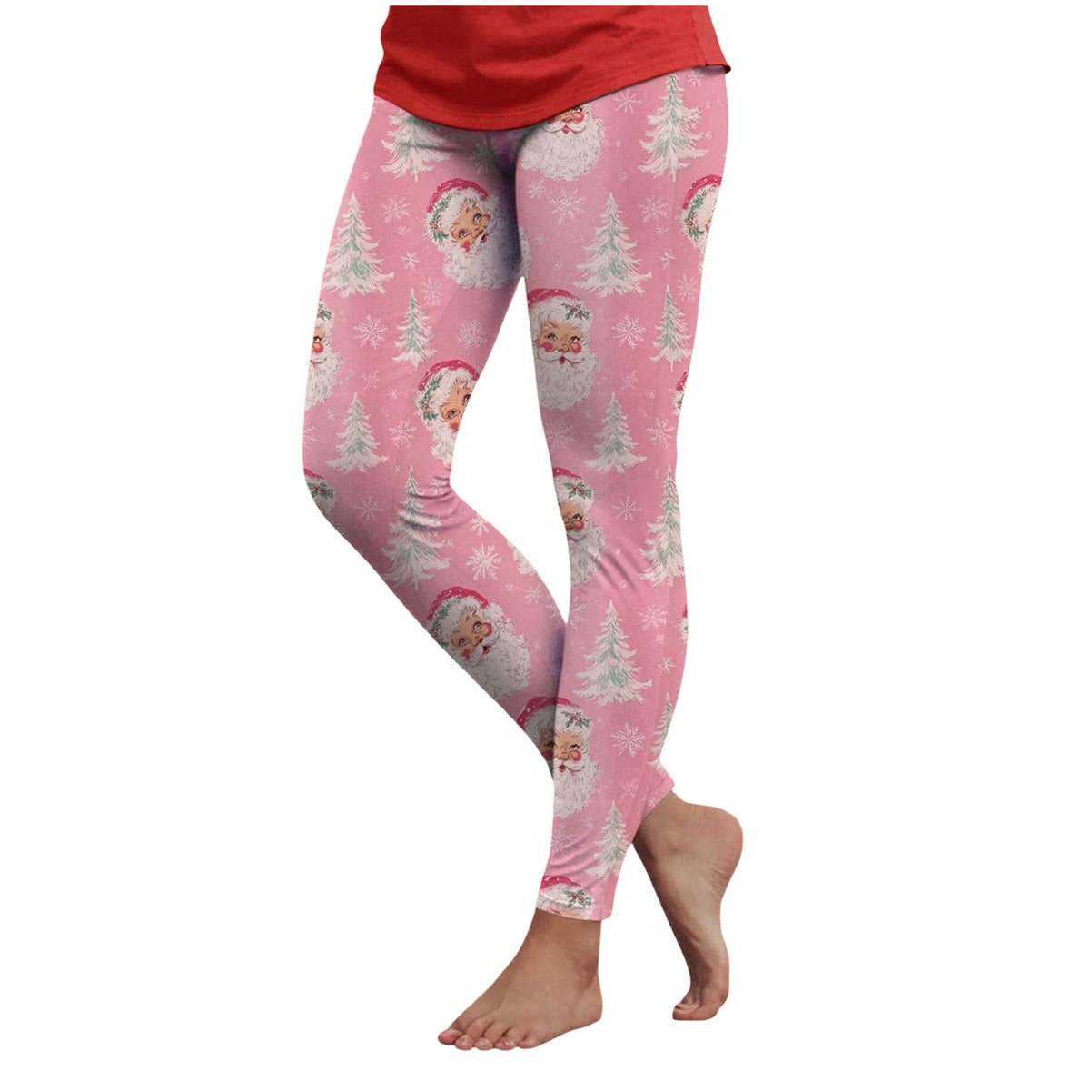 3d Cartoon Pattern Christmas Women's Leggings High Waist Slim Stretch High Waist Tights New Year Home Party Pant Bottom Legging