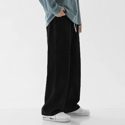 Casual Outdoor Men's Jeans Elastic Waist Loose Fit Long Pants Spring Autumn Workwear Comfortable Straight Leg Blue Denim