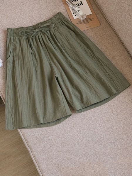 Women shorts Summer Casual Solid Cotton Linen shorts high waist loose shorts for girls Soft Cool female shorts M-3XL
