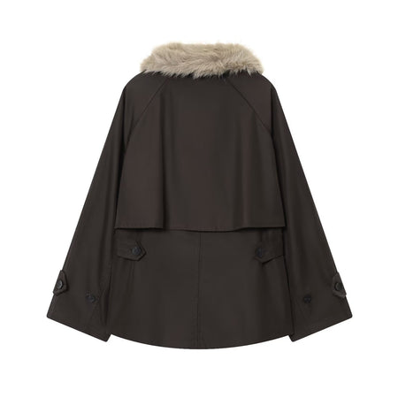 Women's Autumn and Winter Casual Straight Waterproof Parka Jacket with Fur Hem, Warm Zipper Long Sleeve Outwear