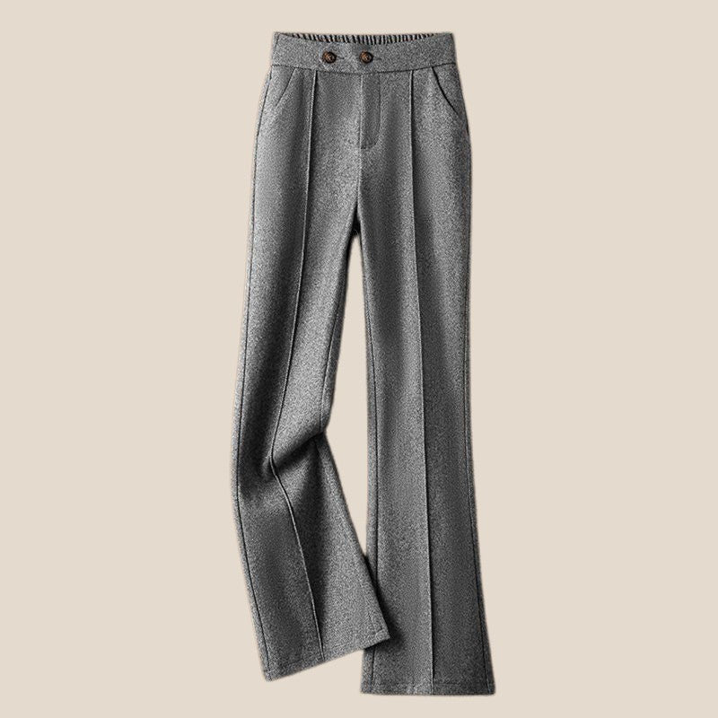 Faionable Thiened Woolen Flared Pants High Waist Casual Trousers for Women Autumn Winter New Sle Slimming Wide Leg Pants