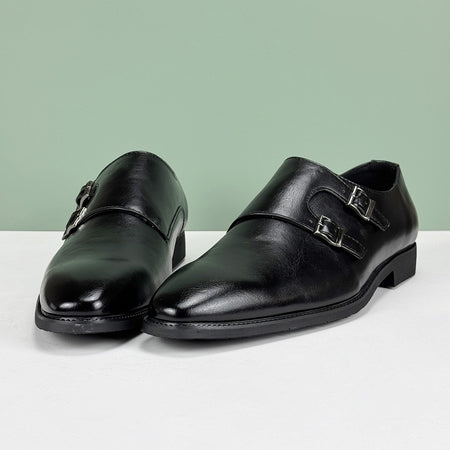 2025 Fashion Men's British Derby Shoes Breathable Adjustable Buckle Business Casual Leather Shoes for Commuting & Wedding