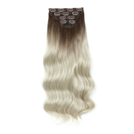 24Inch 61cm Body Wave Synthetic Wavy Blond 27/613 White Clip In Hair Extensions 4Pcs/lot 220g Heat Resistant Fiber