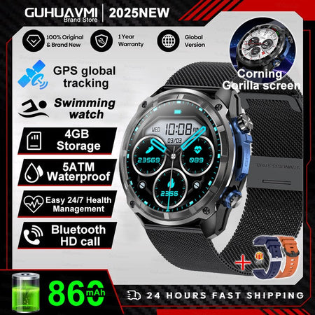 NEW 4GB Memory Video Player Smart Watch AMOLED With GPS Offline Maps Military Sports Smartwatch Men 30m Swim Waterproof Bracelet