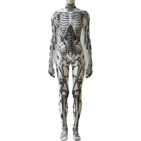 Adult Halloween Skeleton 3d Printing Holiday Party Cyberpunk Bodysuit And Mask Jumpsuit Skeleton Alien Cosplay Costume Bodysuit