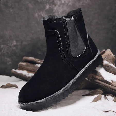 2025 New Men Boots Winter Warm Plush High Tops Leather Casual Shoes Outdoor Fashion Snow Boots
