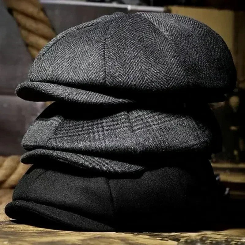 2025 New Classic Hat for Men Caps Vintage Retro Tweed Peaky Blinders Beret Hat Flat Peaked Cap Street Hats for Women Men