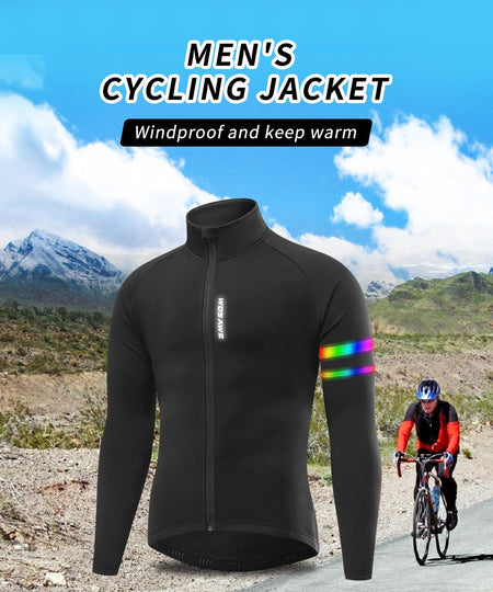WOSAWE Men's Cycling Jersey Set Winter Fleece Cycling Jacket Pants Warm Long-sleeved Suit Bike Bicycle Jacket Riding Suit