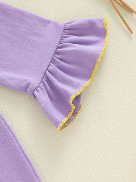 Suefunskry Baby Girl Mardi Gras Themed Romper Letter Crown Embroidery Long Sleeve Round Neck Jumpsuit with Bow Headband