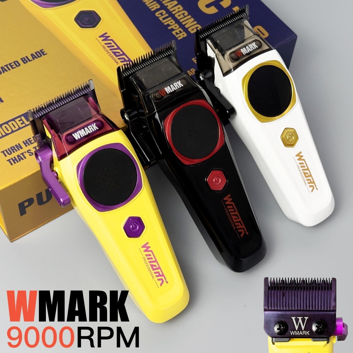 WMARK NG 8004 Professional Electric Hair Clipper 9000RPM Purple Fade Blade Wireless Charging 2000mAh Barber Shop Trimmer Machine