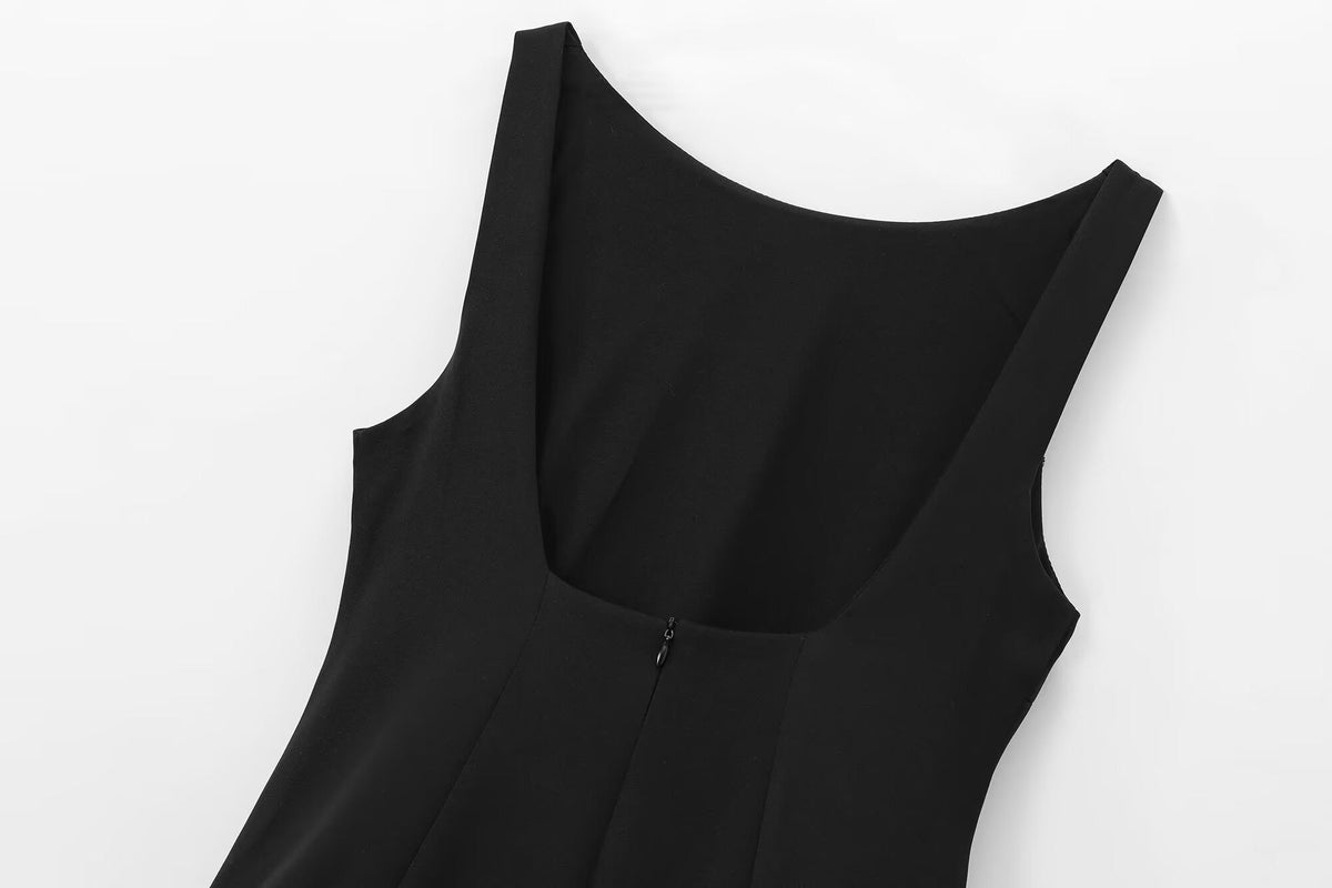 TFMLN Fashion Women Ruffle Pleated Dress Slim O-neck Sleeveless Backless Dresses Female 2025 Party Club Lady Vestidos