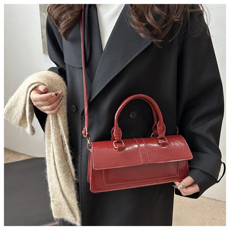High Quality PU Leather Handbag Purse Women's Bag Solid Color Shoulder Crossbody Bags Lady Messenger Small Tote for Women Girls