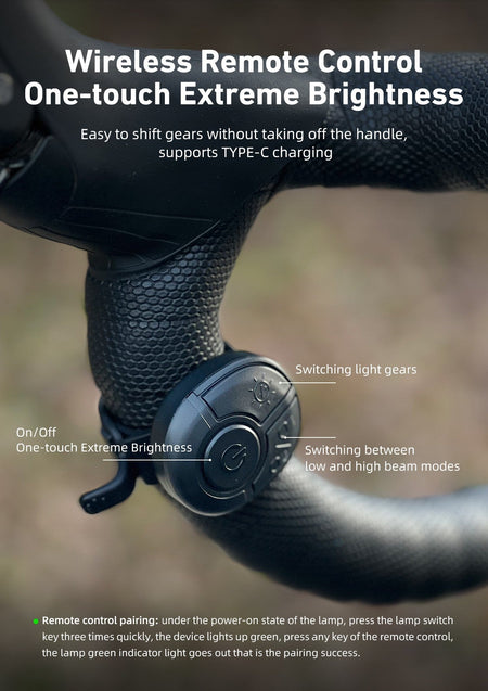 CYCLAMI Hanging Bike Headlight GoPro Ultra Bright Wireless Remote Front Lamp MTB Road High Brightness White CYC 1600 Lumen Light