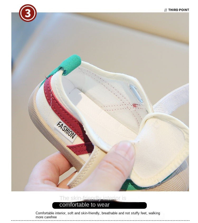 Spring and Autumn 2024 New Korean version of indoor girls canvas shoes soft-soled children's baby toddler shoes children's shoes