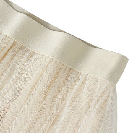 New Fairycore Lady ´s Fashionable Sexy Solid Color Mesh Skirt, Irregular Elastic Tulle Bubble Skirt, Daily Life and Vacation
