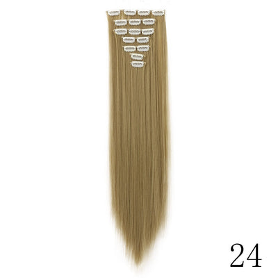 LANSA 7Clips Long Straight Synthetic Clip On Hair Extensions Cheveux Clip Naturel High Temperature Fiber Black Brown Hairpiece