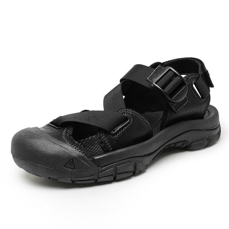 Sandals for Men's Summer New Cowhide Casual Beach Shoes, Genuine Leather for Men's Anti Slip Middle-aged Sandals and Slippers