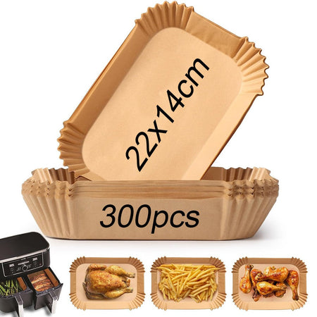 Air Fryer Paper for Dual Zone,100pz 22x14 cm,Disposable Non-stick Paper Air Fryer for Cecotec/Masterpro/Ninja AF300EU/AF400EU
