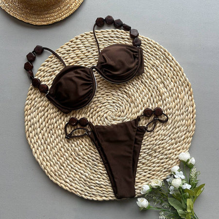 Push Up Sexy Micro Bikini 2025 Women Swimsuit Swimwear Brown Thong Bikinis Set Brazilian Beach Wear Bathing Suit Biquini Female