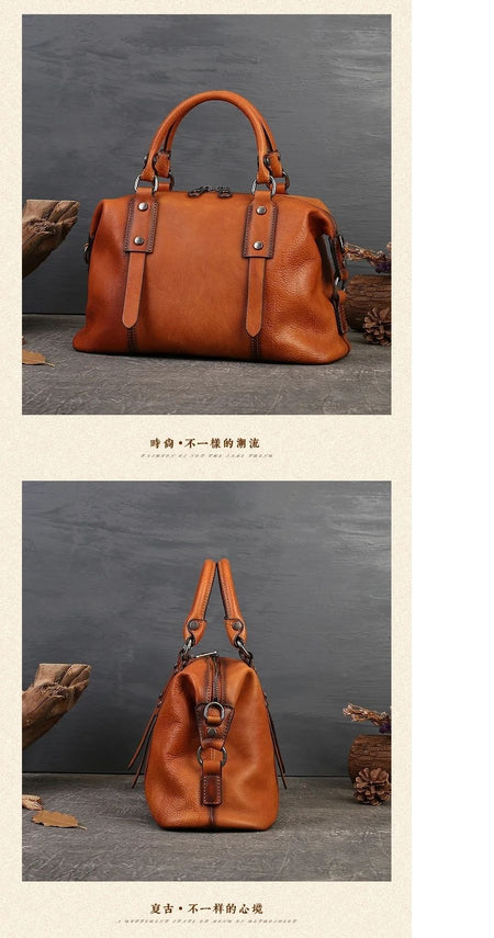 MOTAORA 2025 New Genuine Leather Satchel Tote Bag Top Handle Handbag Designer Shoulder Bag Large Capacity Cross Body Bag Vintage
