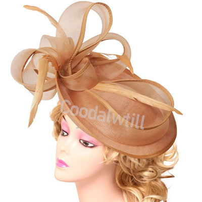 Bride Wedding Mesh Fascinators Church Hat Ladies Women Derby Big Fascinator Hats Party Event Headpiece Bride Wedding Pillbox Cap