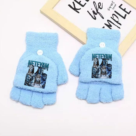 Avatar Fire and Ash Gloves Disneys Boy Winter Flip Cover Mittens Kids Outdoors Warm Cute Glove Children Clothes Accessories Gift