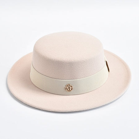 British Style Fedora Hats for Women Fashion Autumn Winter Flat Top Bow Elastic Ribbon Felt Hats Wedding Dress Jazz Cap