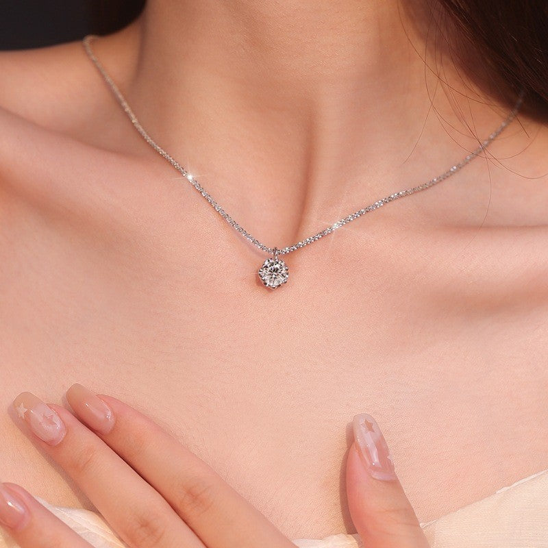 TEN CARATS s925 Sterling Silver VVS1 Moissanite Classic Crown Necklace for Women  Gift GRA Certified Jewelry free delivery