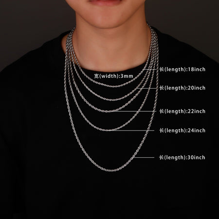 2/3/4/5/6 MM Rope Chain Necklaces For Men Women Twisted Sigapore Links Choker Basic Casual Punk Rock Stainless Steel Jewelry