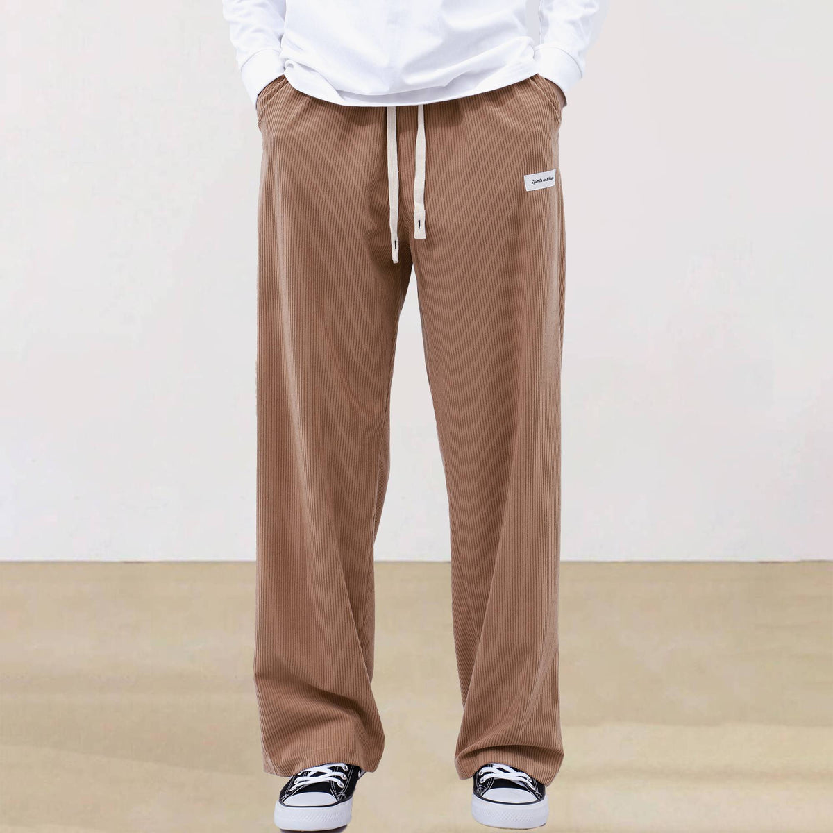 Mens Corduroy Joggers Pants Casual Cargo Pants Drawstring Elastic Waist Baggy Tapered Sweatpants with Pockets Outdoor Sweatpants