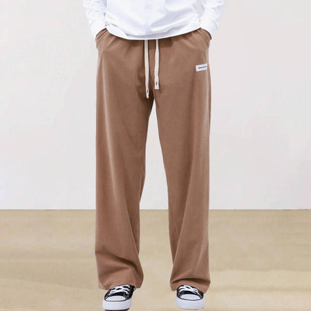 Mens Corduroy Joggers Pants Casual Cargo Pants Drawstring Elastic Waist Baggy Tapered Sweatpants with Pockets Outdoor Sweatpants