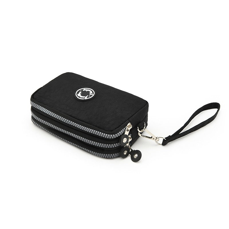 New long women's clutch, three-layer zipper, large-capacity coin purse