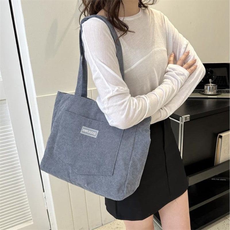 Women's Corduroy Shoulder Tote Bag, Casual Large Capacity Fashion Handbag for Going Out, Purses and Handbags Designer Bag