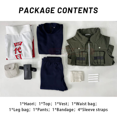 HOLOUN Anime Namikaze Minato Cosplay Costume Cloak Vest T-shirt Pants Pouch Cos Convention Gift