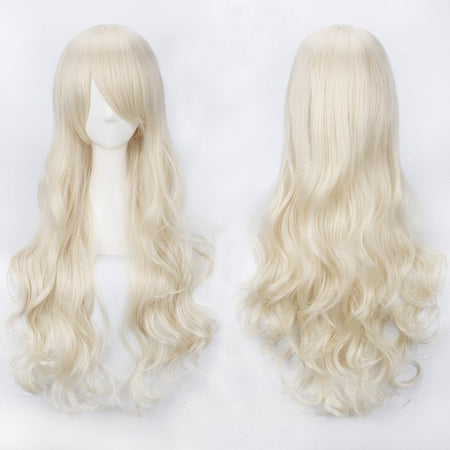 European and American style cos color anime wig, with foreign trade buckle net, universal, 80CM long, curly Synthetic fiber wig