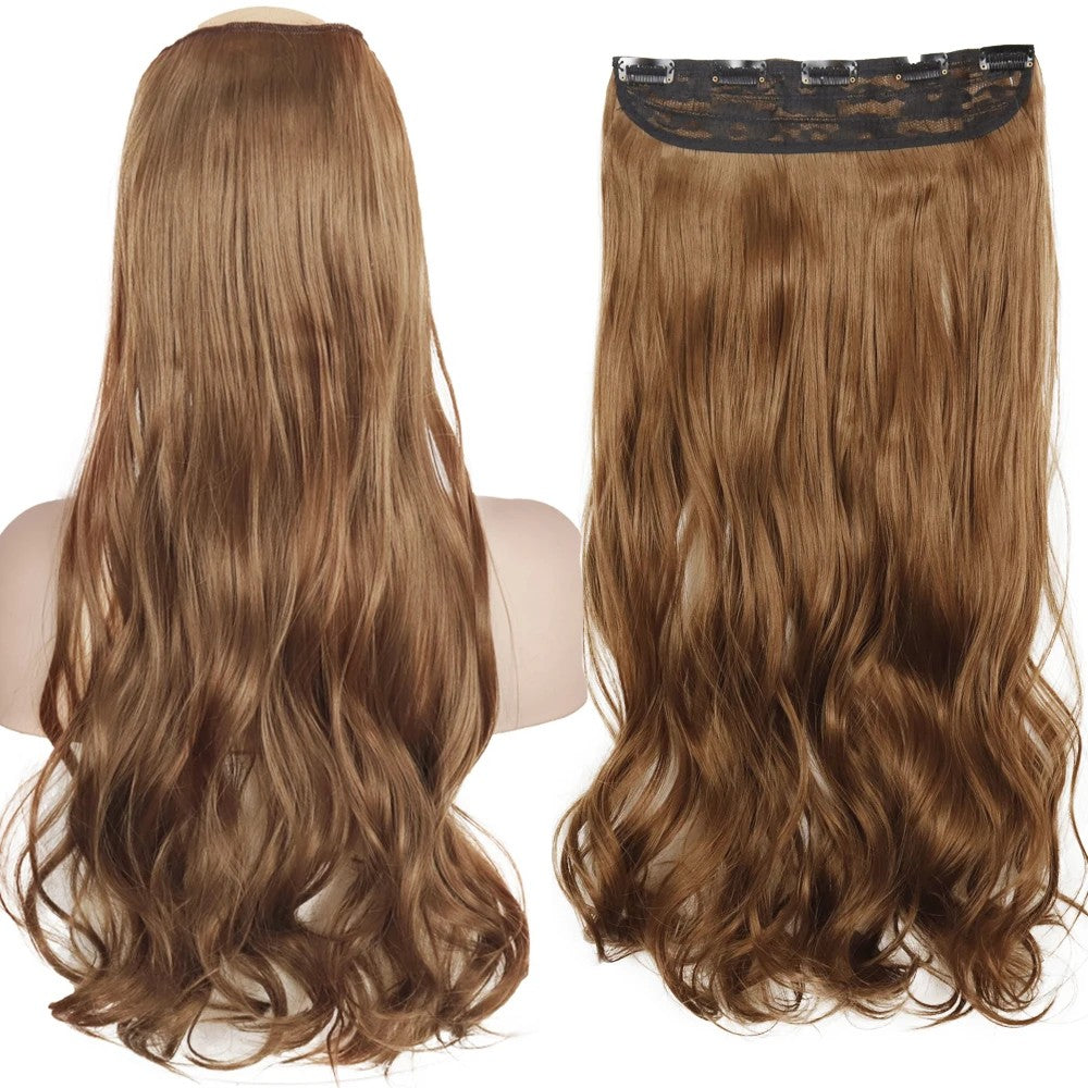 Long Straight Hairstyle 5 Clip Natural Hair Extension Synthetic Fiber Heat-Resistant Hairpiece 22"32" Black Brown Blonde
