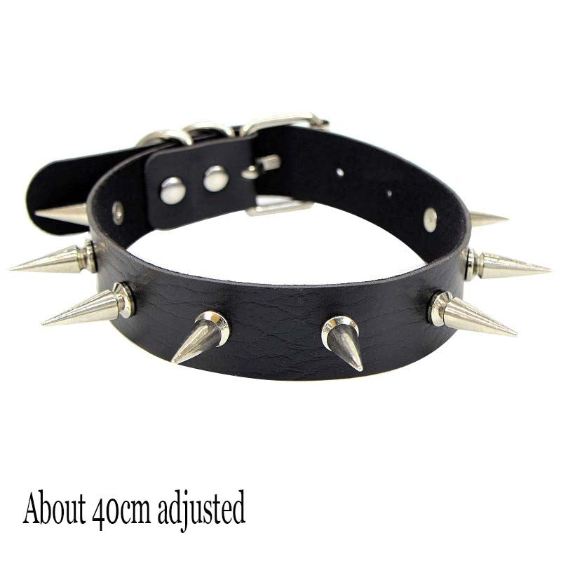 Woman Black Punk Choker Collar Necklace Sexy PU Leather Heart Lock Key Spike Chocker Gothic Cosplay Accessories Party Jewelry