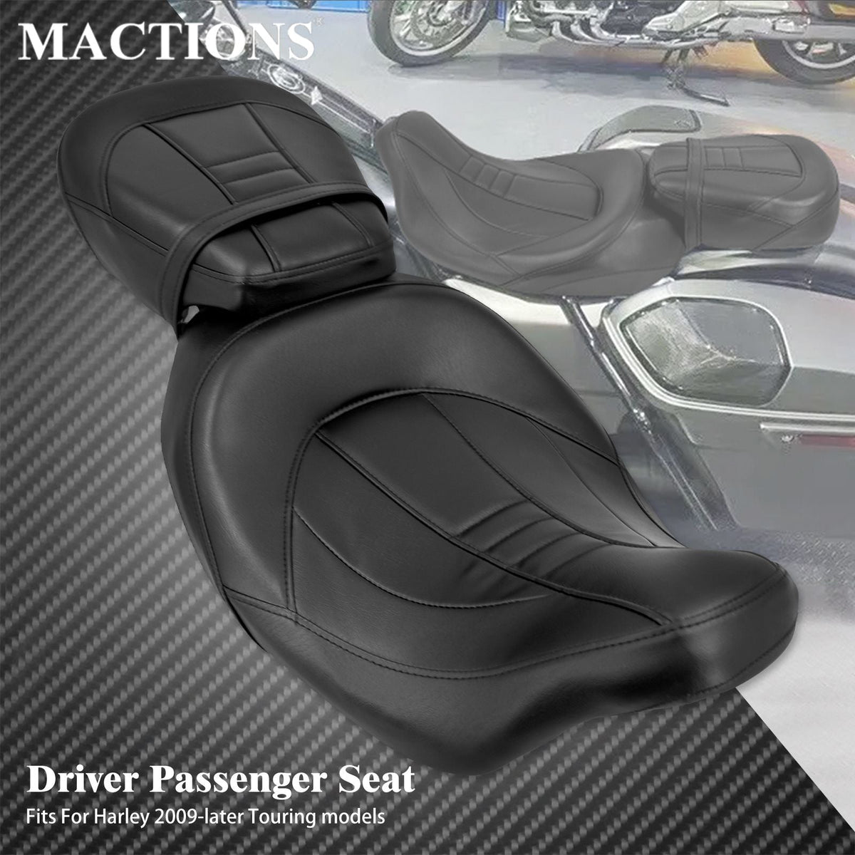 Motorcycle Leather Front Driver Rear Passenger Seat Two-Up Seat For Harley Touring Road King CVO Electra Street Glide 09-23