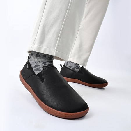 Oiaano  Wide Toe Men Minimalist Shoes  Comfortable Sneakers Leather Casual Shoes Black Slip On Leisure Loafers  Drive  Office