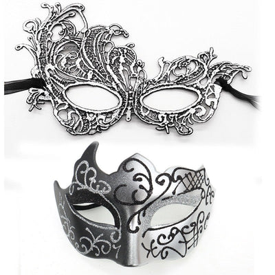 2Pcs Couples Gold Purple Black Blue Lace Masks Butterfly Venetian Face Cover for Mardi Gras Halloween Masquerade Party Costume