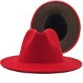 QBHAT Two-color Fedora Hat Women Men Wide Brim Felt Jazz Hat Ladies Party Top Cap Patchwork Chapeau Sombreros De Mujer 50 Colors