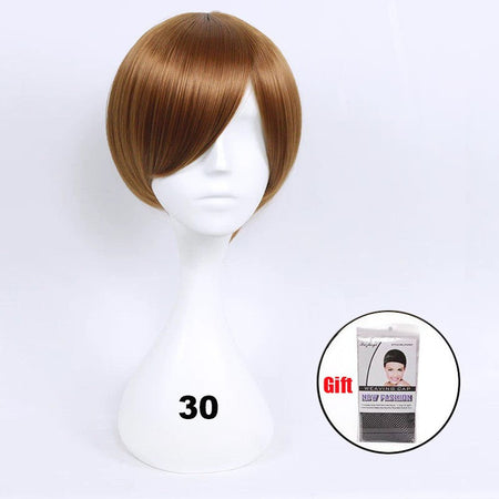 Snoya 30cm synthetic short Wig purple blue red yellow high temperature fiber Wig Costume Party Cosplay Wig 23 colors