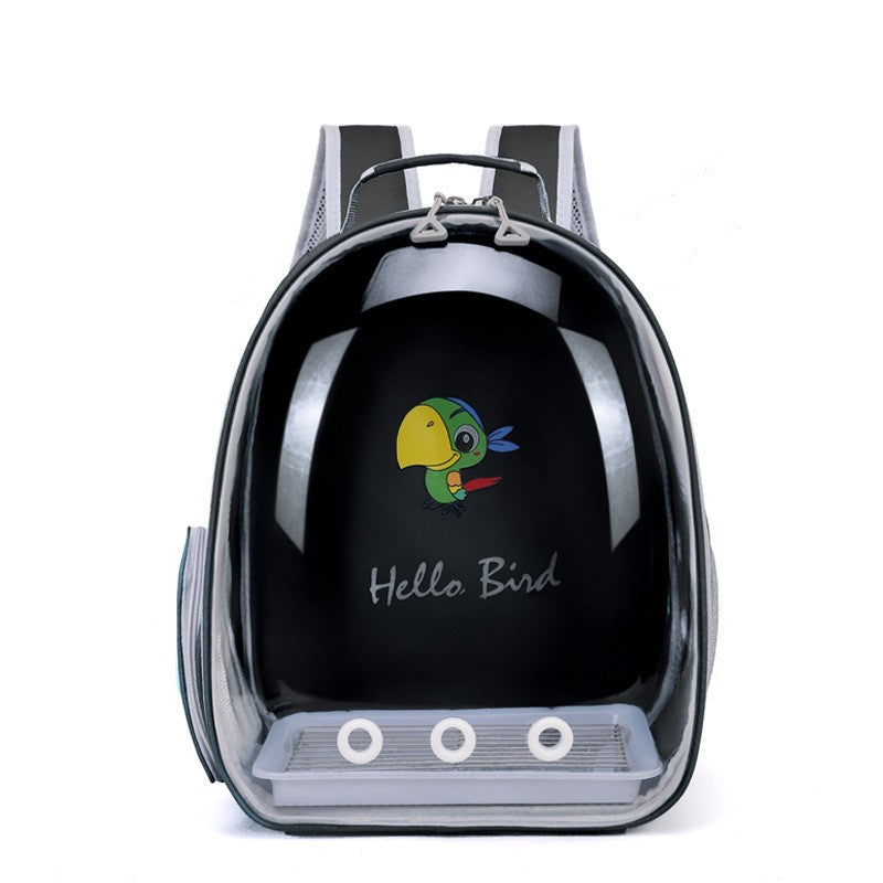 Portable Bird Carrier Bird Backpack with Perch Rope and Tray for Parrot Parakeet Macaw Cockatiel Acrylic Pet Cage Birds Bag