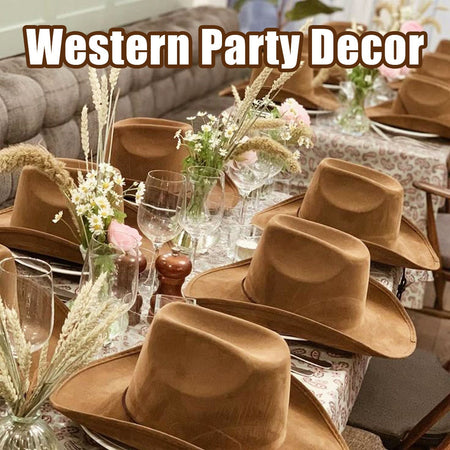 4-24Pcs Western Cowboy Hat for Men Women Adjustable Felt Cowgirl Hats Wide Brim Fedoras Hat for Adult Bachelor Party Costume