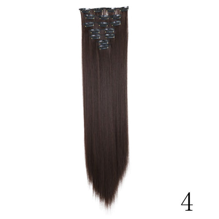 LANSA 7Clips Long Straight Synthetic Clip On Hair Extensions Cheveux Clip Naturel High Temperature Fiber Black Brown Hairpiece