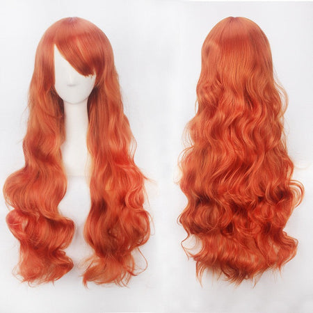 European and American style cos color anime wig, with foreign trade buckle net, universal, 80CM long, curly Synthetic fiber wig