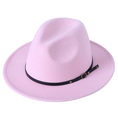 Fedora hat jazz hat men and women classic black leather belt Fedora Panama women autumn and winter Panama hat wholesale