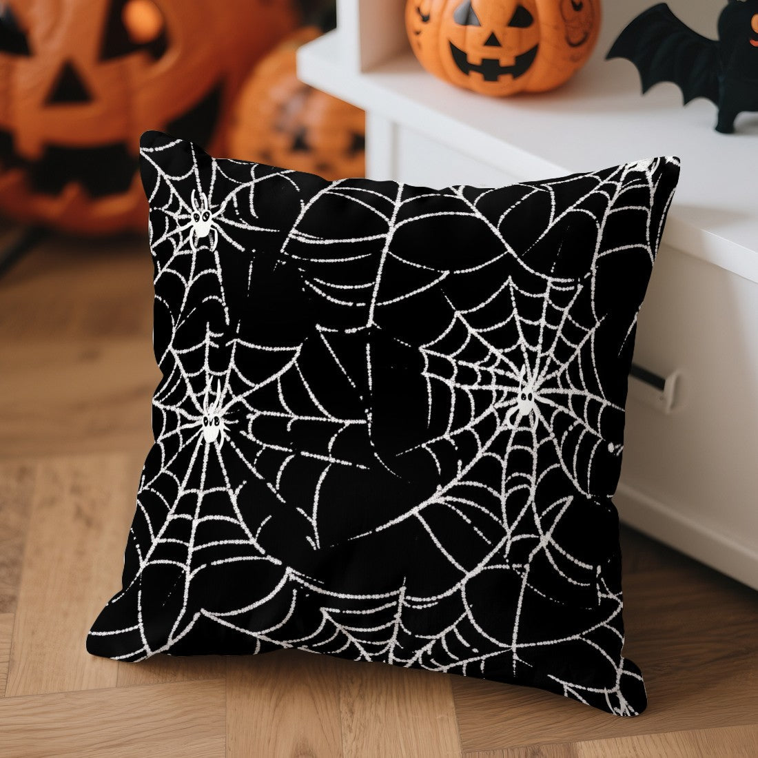 Halloween Ghost Pumpkin Print Cushion Cover Peach Skin Velvet Room Home Sofa Living Office Car Simplicity Pillow Cover 45x45CM