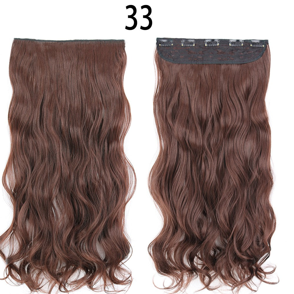 Synthetic Long Straight 5 Clip In Hair Extensions 22’‘ High Resistant Temperature Fiber Black Brown Blonde Hairpiece